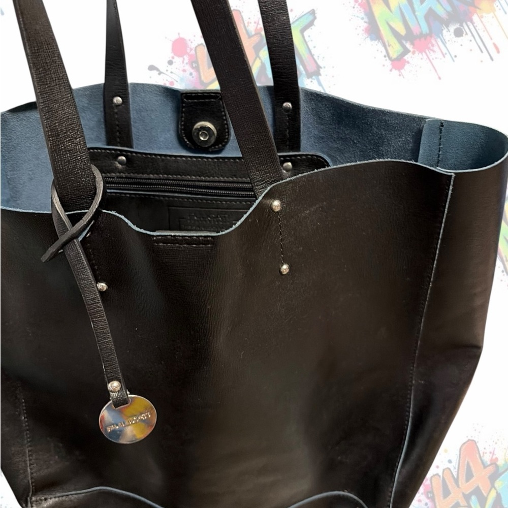Pulicati Black Leather Tote Bag